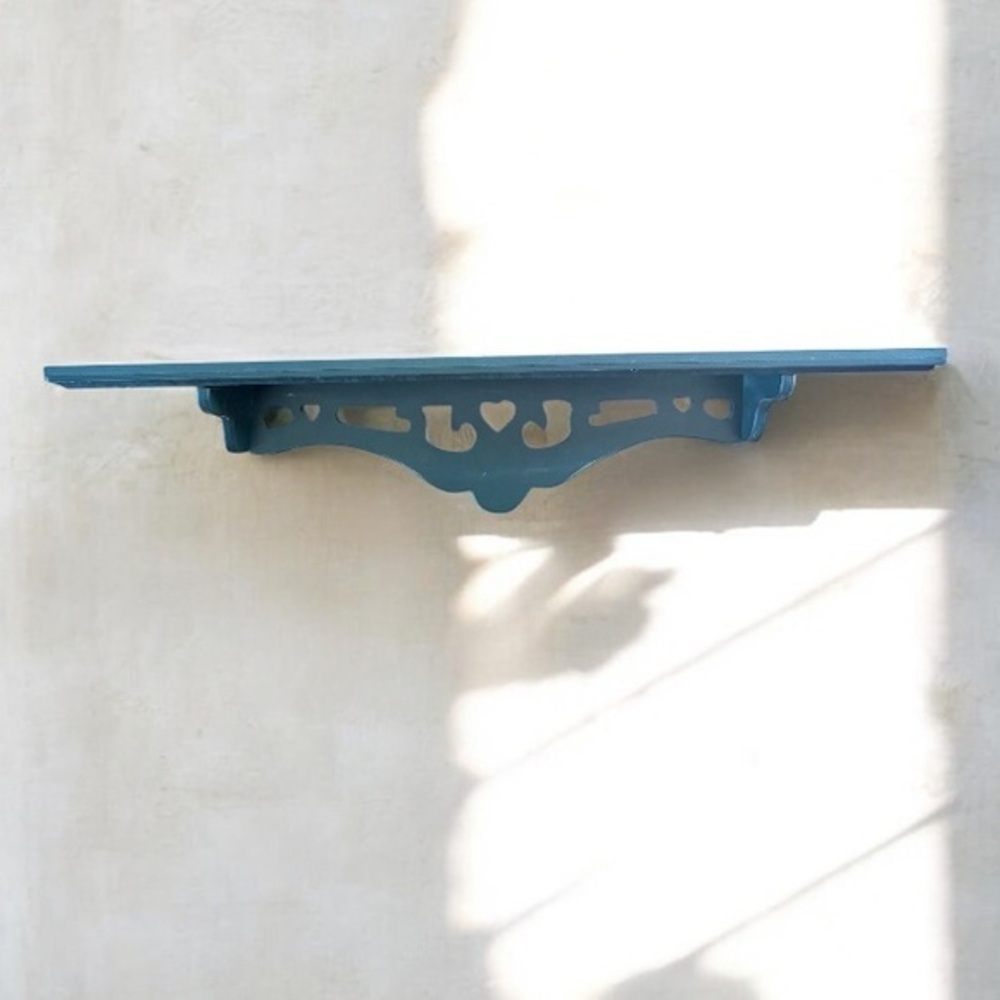 Green teal carved ornate Wall Shelf